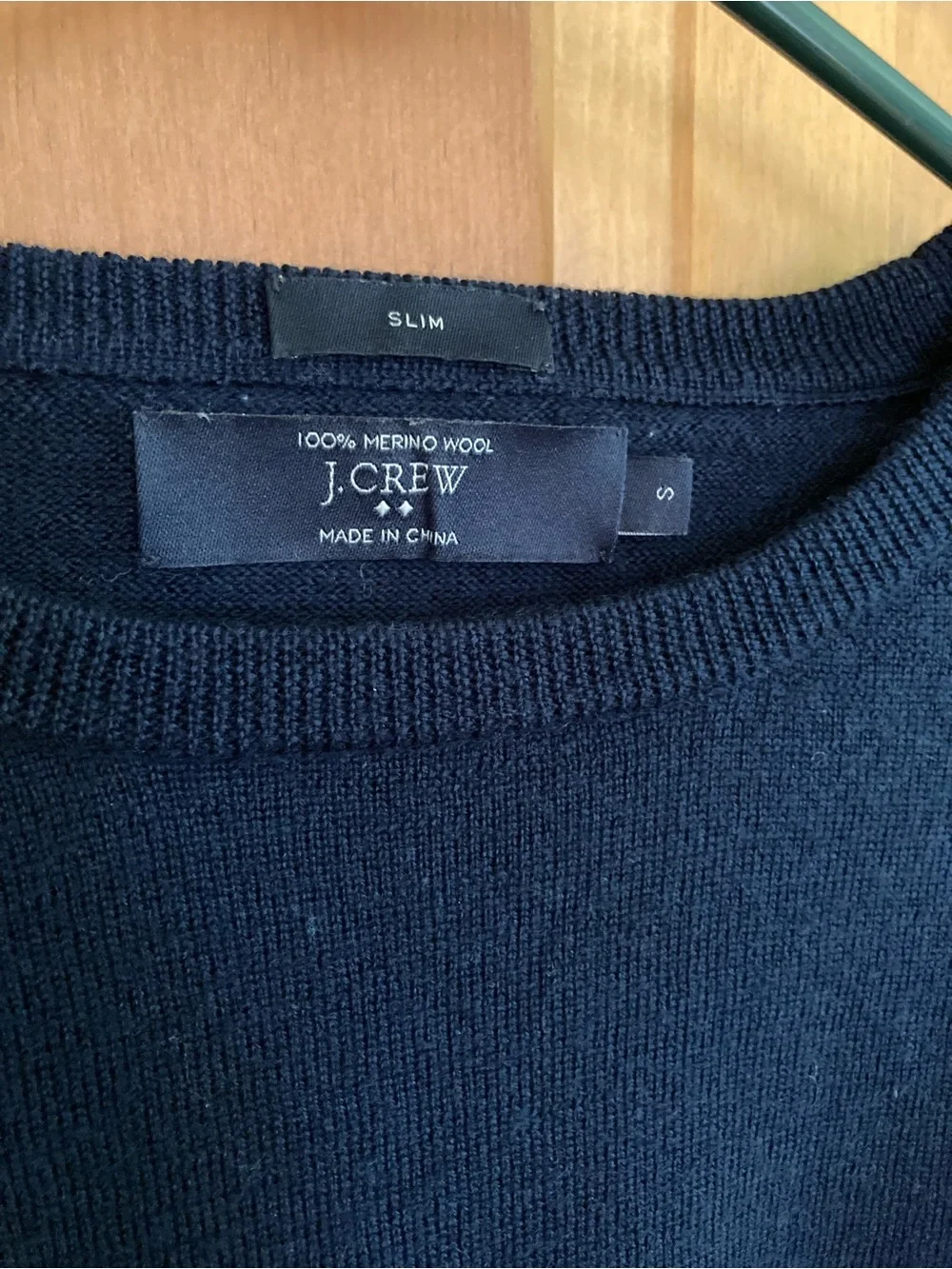 J.Crew Men’s 100% Merino Wool Crew Neck Sweater Dark Navy Slim Size S